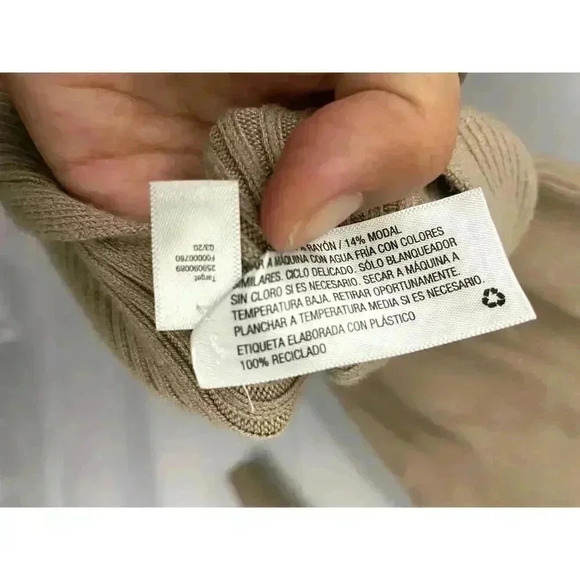 Light Brown Long Sleeve Ribbed Sweater Dress MEDIUM Pullover Prologue - Picture 9 of 9